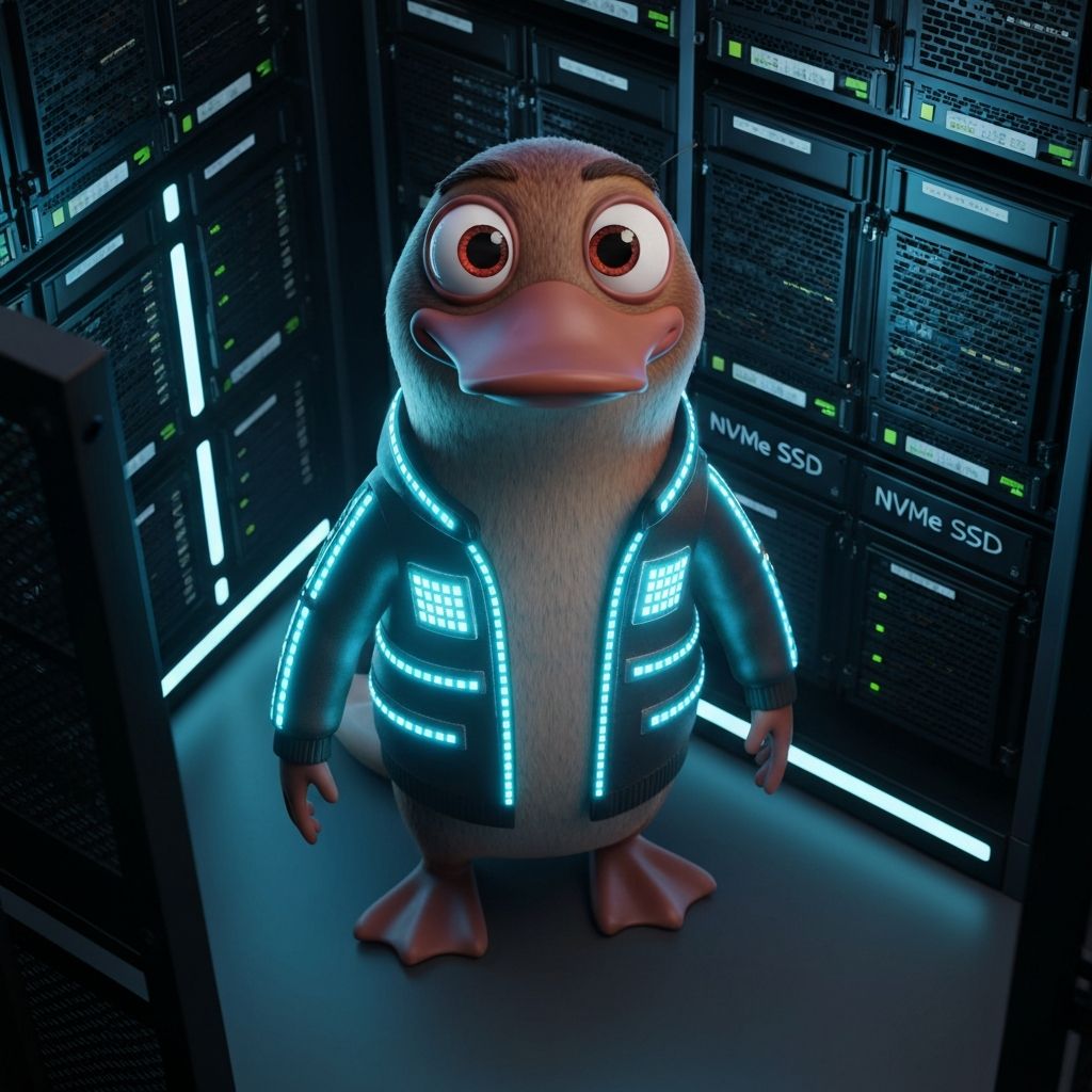 Storage server infrastructure with platypus mascot